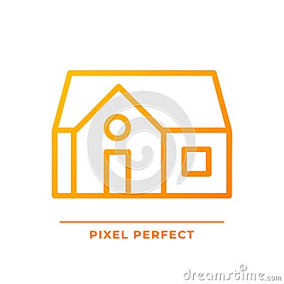 Single story house pixel perfect gradient linear vector icon Vector Illustration