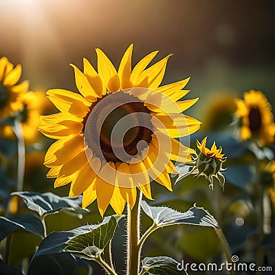 A single sunflower - ai generated image Stock Photo