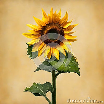 A single sunflower - ai generated image Stock Photo