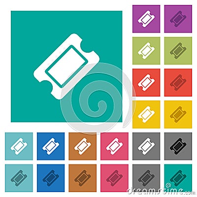 Single ticket square flat multi colored icons Stock Photo