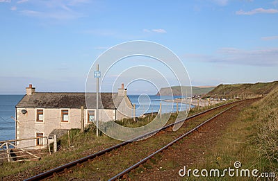 Single track railway line, Nethertown, Cumbria Stock Photo