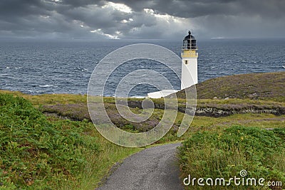 Rua Reidh lighthouse near Gairloch, Scottish Highlands Editorial Stock Photo