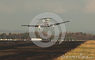 Single turboprop aircraft, landing aircraft Stock Photo