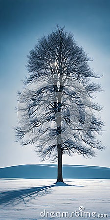 A single untouched tree amidst serene icy plains Stock Photo