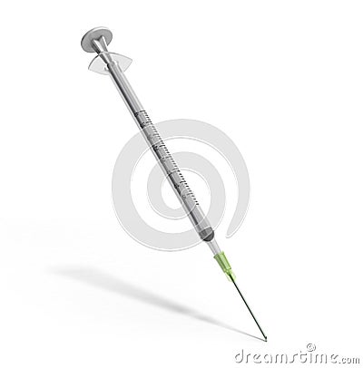 Single-use syringe 3d render isolated on white background Stock Photo