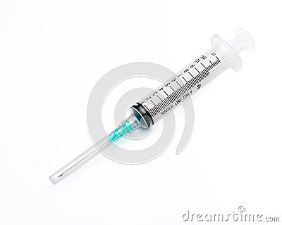 Single-use syringe part of the essential medical equipment in a first aid kit Stock Photo