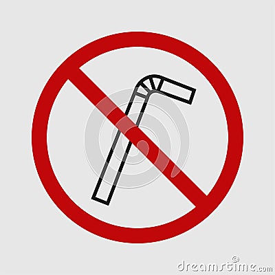Single useplastic straw. Plastic pipe icon.Simple design. Stop using plastic campaign Cartoon Illustration