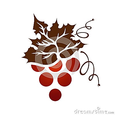 Single Vintage Grape Branch Vector Illustration