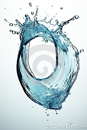 Single vortex water splash isolated on white background for optimal search relevance Cartoon Illustration