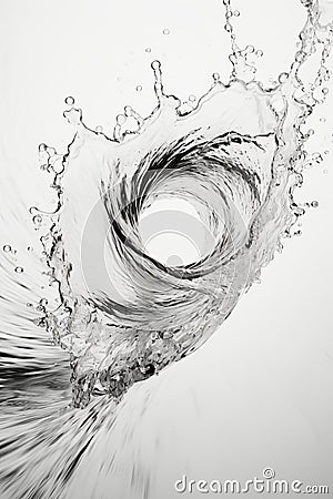 Single water vortex splash isolated on plain white background for optimal search relevance Cartoon Illustration