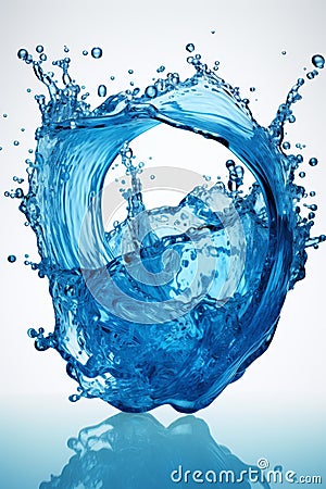 Single water vortex splash isolated on white background for enhanced search relevance Cartoon Illustration