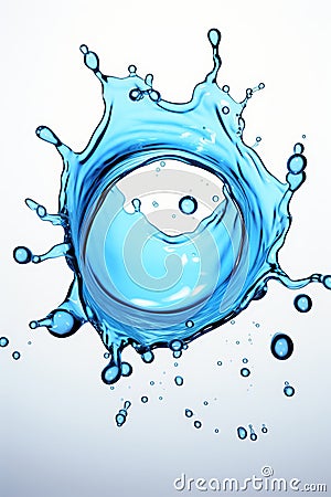 Single water vortex splash isolated on white background for optimal search relevance Cartoon Illustration