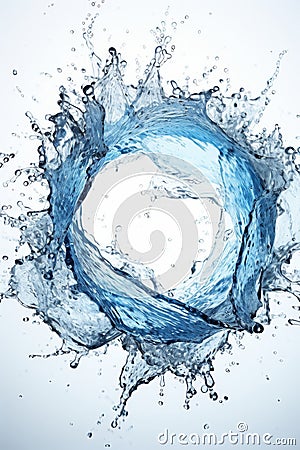 Single water vortex splash isolated on white background for optimal search relevance Stock Photo