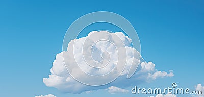 Single white cloud alone in the blue sky. Stock Photo