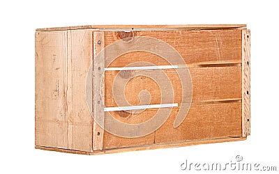 A single wooden crate isolated Stock Photo