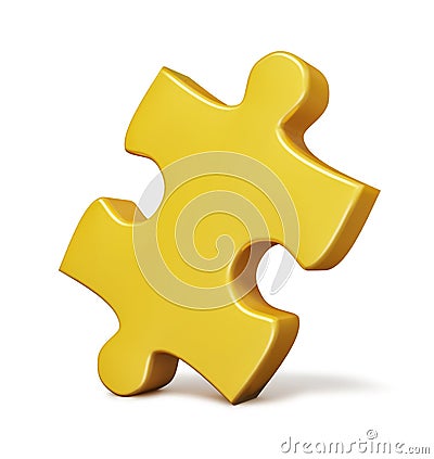 Single yellow puzzle piece isolated Stock Photo