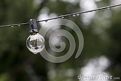 Singular Bistro Bulb left in the rain Stock Photo