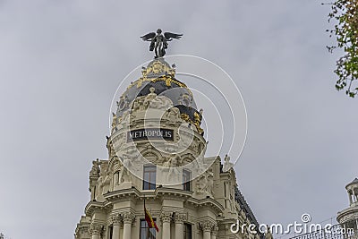 Singular building of street alcala in the center of the city of Stock Photo