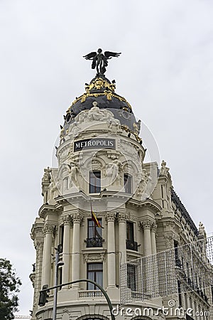 Singular building of street alcala in the center of the city of Stock Photo