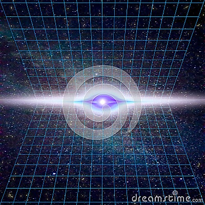 Singularity, gravitational waves and spacetime concept. Time Warp - Time Dilation Stock Photo