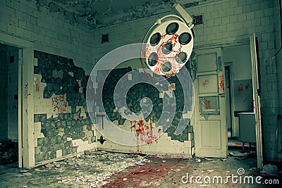 Sinister and creepy abandoned operating room in the hospital Stock Photo