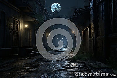 Sinister Moonlit Alley A sinister alley Stock Photo