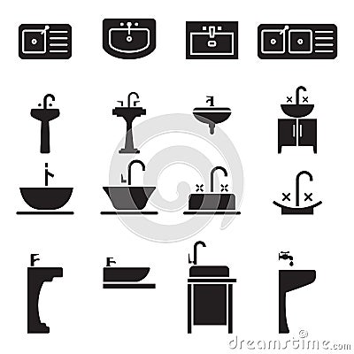 Sink icon set Cartoon Illustration