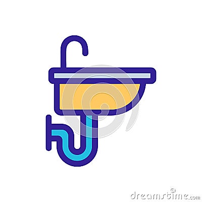 Sink and mixer icon vector. Isolated contour symbol illustration Cartoon Illustration