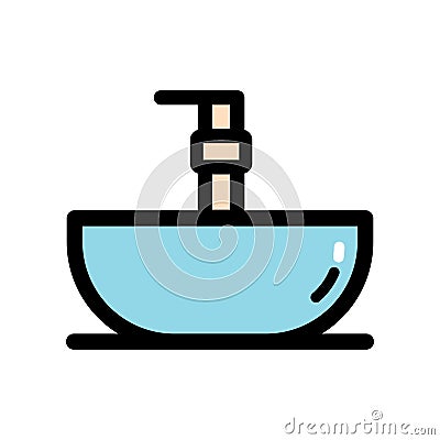 Sink simple color symbol isolated on white Vector Illustration