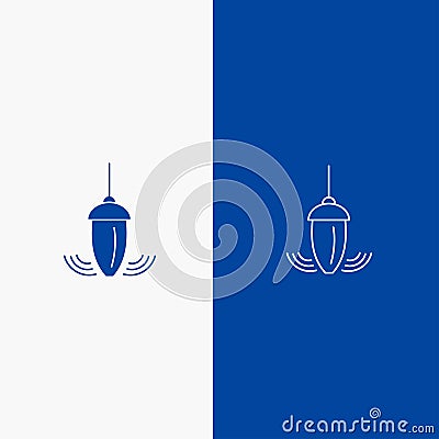 Sinker, Instrument, Measurement, Plumb, Plummet Line and Glyph Solid icon Blue banner Line and Glyph Solid icon Blue banner Vector Illustration