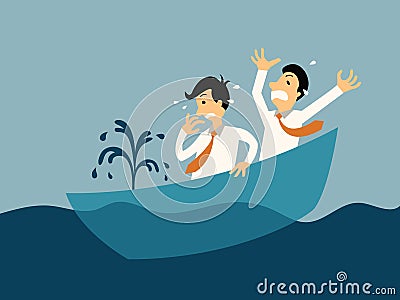 Sinking boat Vector Illustration