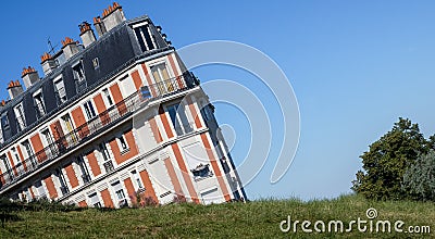 The Sinking House in Montmartre Paris Editorial Stock Photo