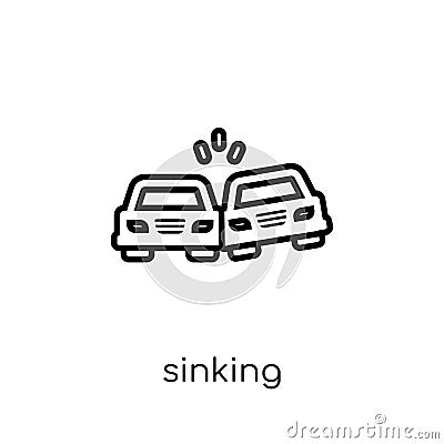 Sinking icon. Trendy modern flat linear vector Sinking icon on w Vector Illustration