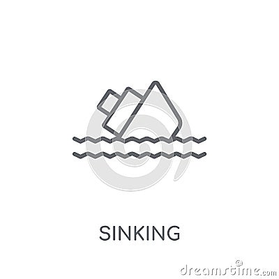 Sinking linear icon. Modern outline Sinking logo concept on whit Vector Illustration