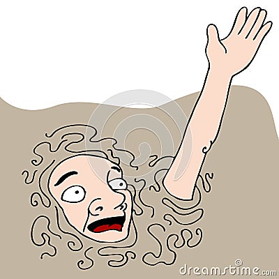 Sinking In Quicksand Vector Illustration