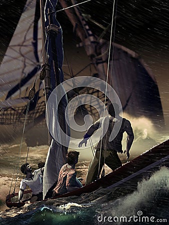 Sinking sailboat Stock Photo