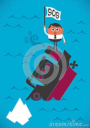 Sinking Ship Vector Illustration