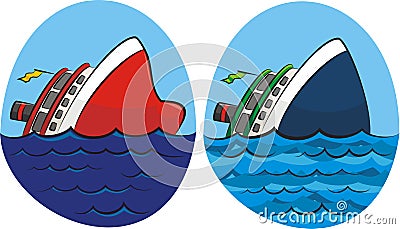 Sinking ship Vector Illustration