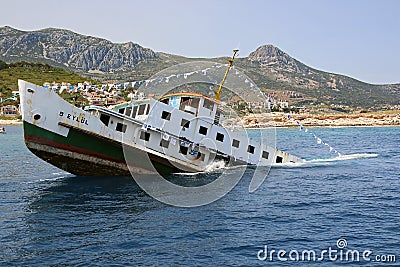 Sinking ship for diving tourism Editorial Stock Photo