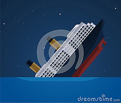 Sinking ship illustration Cartoon Illustration