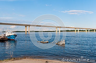 Sinking ship in a river Stock Photo