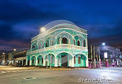 Sino Portuguese Colourful and decorative house in Old Phuket Town Phuket thailand Editorial Stock Photo