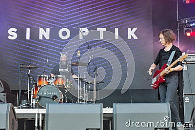 Sinoptik rock band performs at Atlas Weekend. Kiev, Ukraine. Editorial Stock Photo