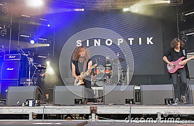 Sinoptik rock band performs at Atlas Weekend. Kiev, Ukraine. Editorial Stock Photo