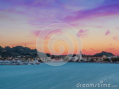 Sinrise over in Zante town harbor, Zakinthos Stock Photo