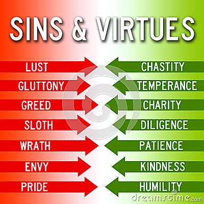 Sins and virtues Stock Photo