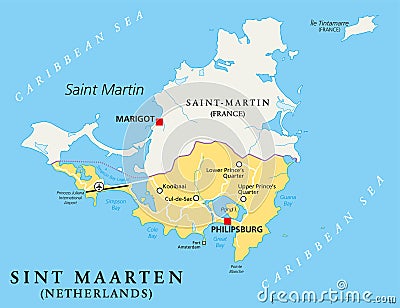 Sint Maarten Political Map Vector Illustration