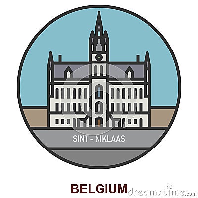 Sint-Niklaas. Cities and towns in Belgium Vector Illustration