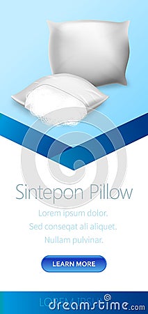 Sintepon Pillow Vertical Banner White Blank Mockup Vector Illustration