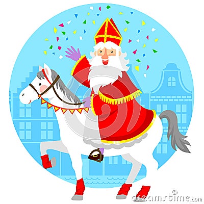 Sinterklaas on his horse Vector Illustration